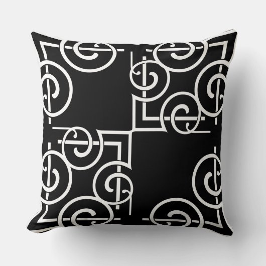 シック白黒グレーモノグラム装飾用クッション クッション (正面)