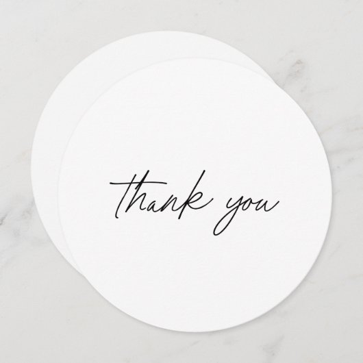 シック白黒スクリプトサンキューノートカード サンキューカード (正面/裏面)