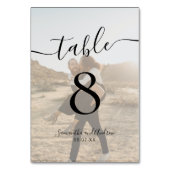 シック白黒スクリプト名結婚photos テーブルナンバー (正面)