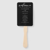 シック白黒スクリプト結婚式 プログラム ハンドファン (正面)