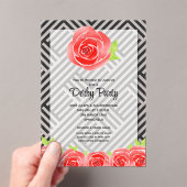 シック白黒ストライプバラダービーホース アクリル招待状 (インサイチュ (ポータブル))