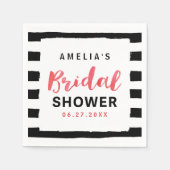 シック白黒ストライプブライダルシャワー スタンダードカクテルナプキン (正面)