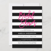 シック白黒ストライプブライダルシャワー 招待状 (正面)