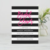 シック白黒ストライプブライダルシャワー 招待状 (スタンド正面)