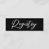 シック白黒タイポグラフィ結婚ズレジストリ スキニー名刺 (正面)