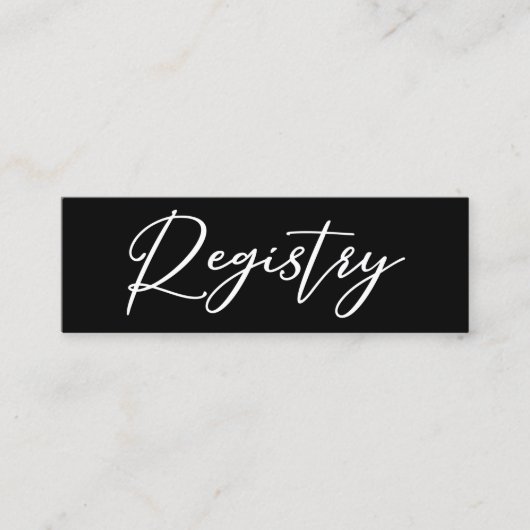 シック白黒タイポグラフィ結婚ズレジストリ スキニー名刺 (正面)