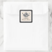 シック白黒ティーポットブライダルシャワーティーステッカー スクエアシール (バッグ)