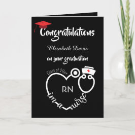 シック白黒ナース卒業おめでとう カード