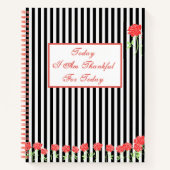 シック白黒ピンクフラワーズ感謝引用文 ノートブック (正面)