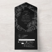 シック白黒フローラボ結婚タニカル オールインワン招待状 (内側)