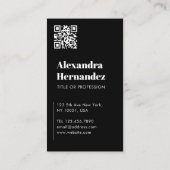 シック白黒ヘアメイクアップフォトイニシャルQrコード 名刺 (裏面)