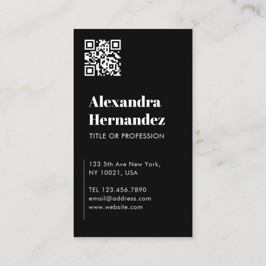 シック白黒ヘアメイクアップフォトイニシャルQrコード 名刺 (裏面)