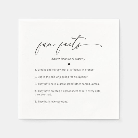 シック白黒ミニマルおもしろいファクト結婚ズ スタンダードカクテルナプキン (正面)