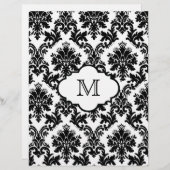 シック白黒モノグラムダマススクレープブック紙 (正面/裏面)