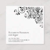 シック白黒モノグラムフローラスクロール スクエア名刺 (裏面)