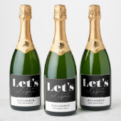 シック白黒レッツ祝誕生日 スパークリングワインラベル (ボトル)