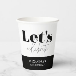 シック白黒レッツ祝誕生日 紙コップ