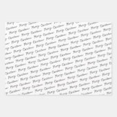 シック白黒レッドグリーンモダンストライプズのパターン ラッピングペーパーシート (正面3)