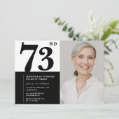 シック白黒写真73位誕生日 招待状 (スタンド正面)