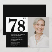 シック白黒写真78誕生日 招待状 (正面/裏面)