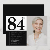 シック白黒写真84誕生日 招待状 (正面/裏面)
