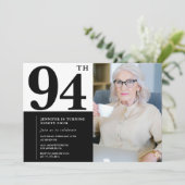 シック白黒写真94誕生日 招待状 (スタンド正面)