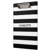 シック白黒名前をカスタムするストライプモノグラム クリップボード (左)