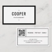 シック白黒撮影QRコード名刺 名刺 (正面/裏面)