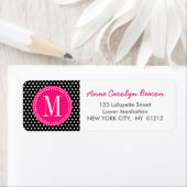 シック白黒水玉模様ホットピンクパーソナライズされた ラベル (インサイチュ)