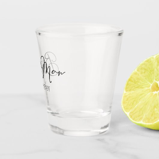 シック白黒結婚のモダン花婿介添人 ショットグラス (右)