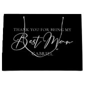 シック白黒結婚のモダン花婿介添人 ラージペーパーバッグ (正面)