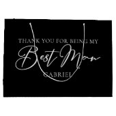 シック白黒結婚のモダン花婿介添人 ラージペーパーバッグ (裏面)