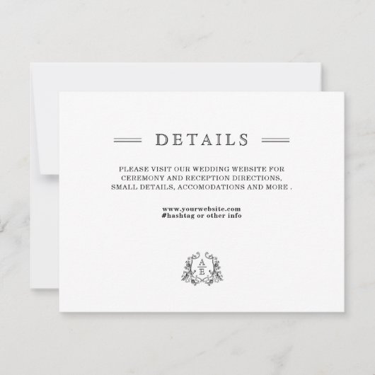 シック白黒結婚の詳細エンクロージャカード (正面)