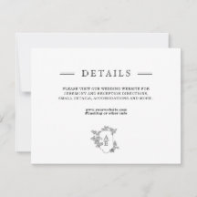 シック白黒結婚の詳細エンクロージャカード