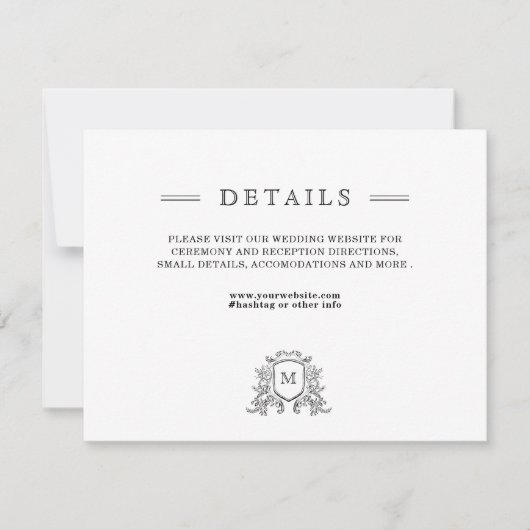 シック白黒結婚の詳細エンクロージャカード (正面)