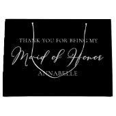 シック白黒結婚ズカスタムメイド・オブ・オーナー（花嫁付き添い人） ラージペーパーバッグ (正面)