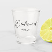 シック白黒結婚ズモダンカスタムブリデスメイド ショットグラス (正面)