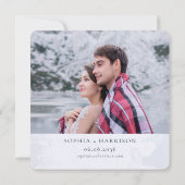 シック白黒金ゴールドフローラ結婚リースの写真 招待状 (裏面)