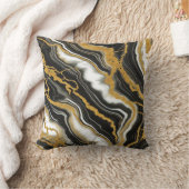 シック白黒金ゴールドマーブルルックグラマー クッション (ブランケット)