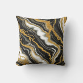 シック白黒金ゴールドマーブルルックグラマー クッション (正面)