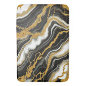 シック白黒金ゴールドマーブルルックグラマー バスマット (正面縦)