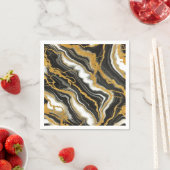 シック白黒金ゴールドマーブルルックグラム結婚ズ スタンダードカクテルナプキン (インサイチュ)