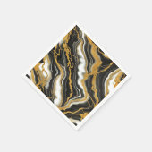 シック白黒金ゴールドマーブルルックグラム結婚ズ スタンダードカクテルナプキン (角)