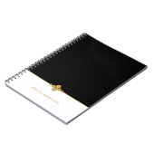 シック白黒金ゴールド パーソナライズされた ノートブック (左側)