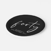 シック白黒40th誕生日パーティー ペーパープレート (アングル)