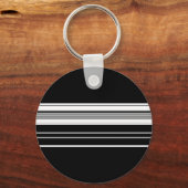 シック白黒 ストライプの キーホルダー (正面)