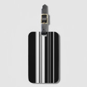シック白黒 ストライプの ラゲッジタグ (正面縦)