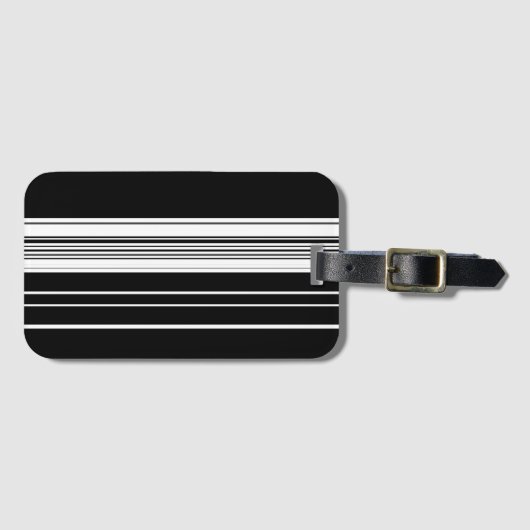 シック白黒 ストライプの ラゲッジタグ (正面横)