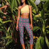 シック石板グレー水玉模様パターンヨガ カプリレギンス