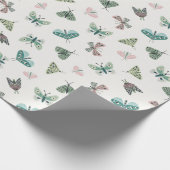 シック砂漠レトロ赤面グリーンバタフライリーフ ラッピングペーパー (角)